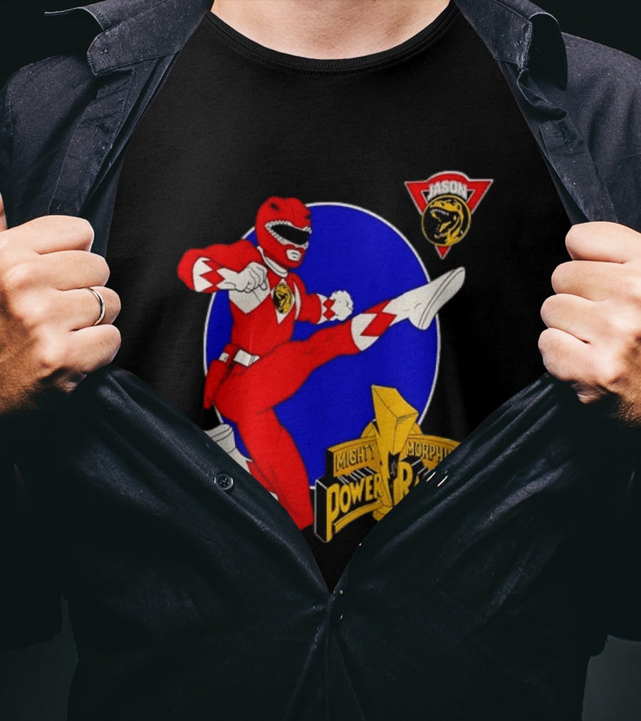Jason Red Ranger Mighty Morphin Power Rangers Iconic Kick Pose Lion T-Shirt