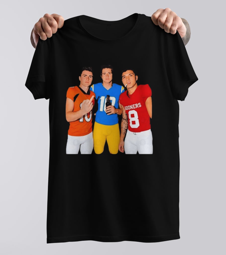 Bo Nix Justin Herbert Dillon Gabriel Football Players Gesture And Cigarette T-Shirt