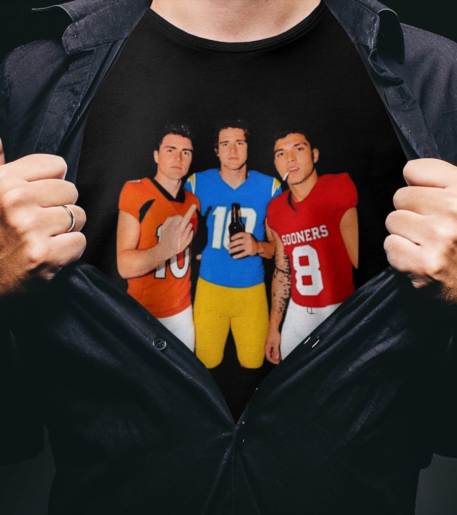 Bo Nix Justin Herbert Dillon Gabriel Football Players Gesture And Cigarette T-Shirt