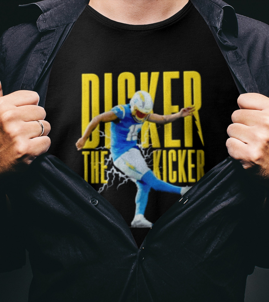 Cameron Dicker The Kicker Football Action Blue And Yellow T-Shirt