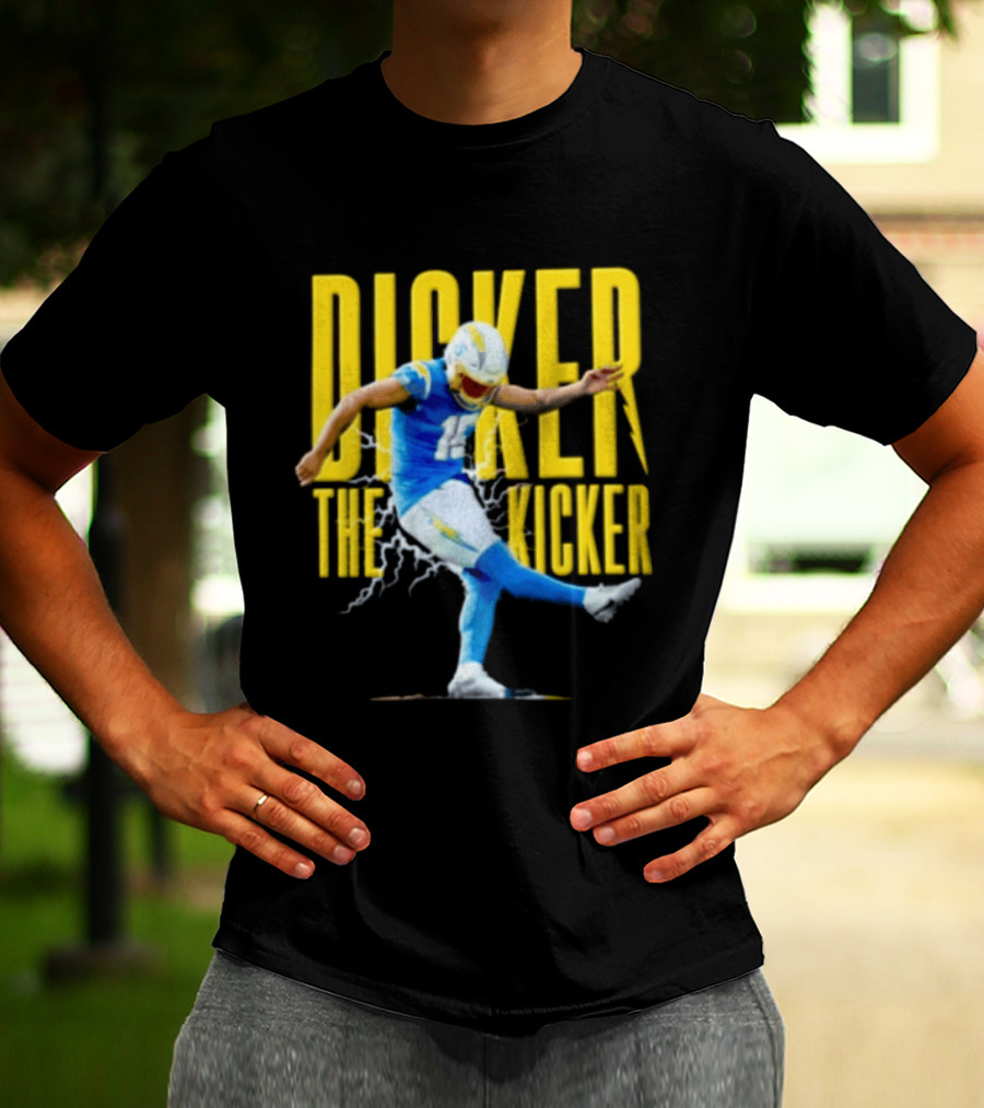 Cameron Dicker The Kicker Football Action Blue And Yellow T-Shirt