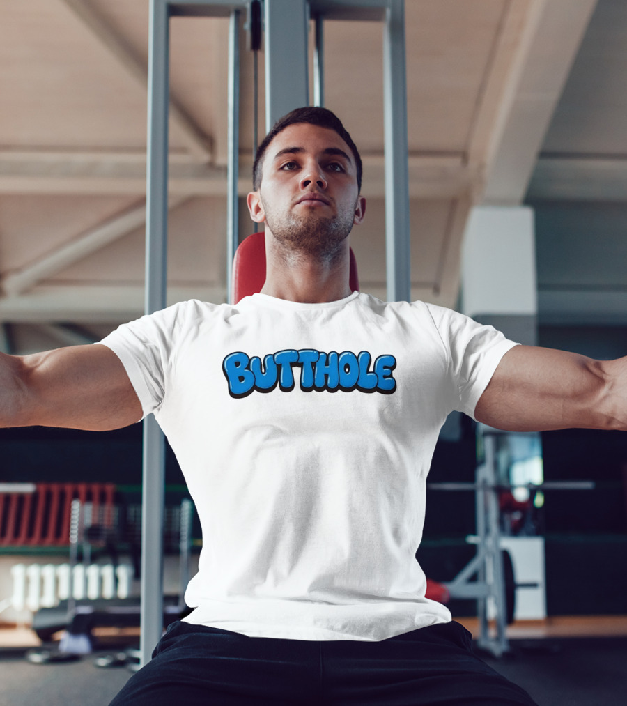 Butthole Bubble Letter Graffiti Blue T-Shirt