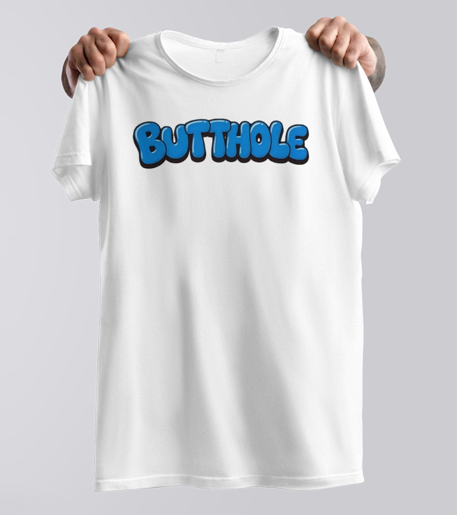 Butthole Bubble Letter Graffiti Blue T-Shirt