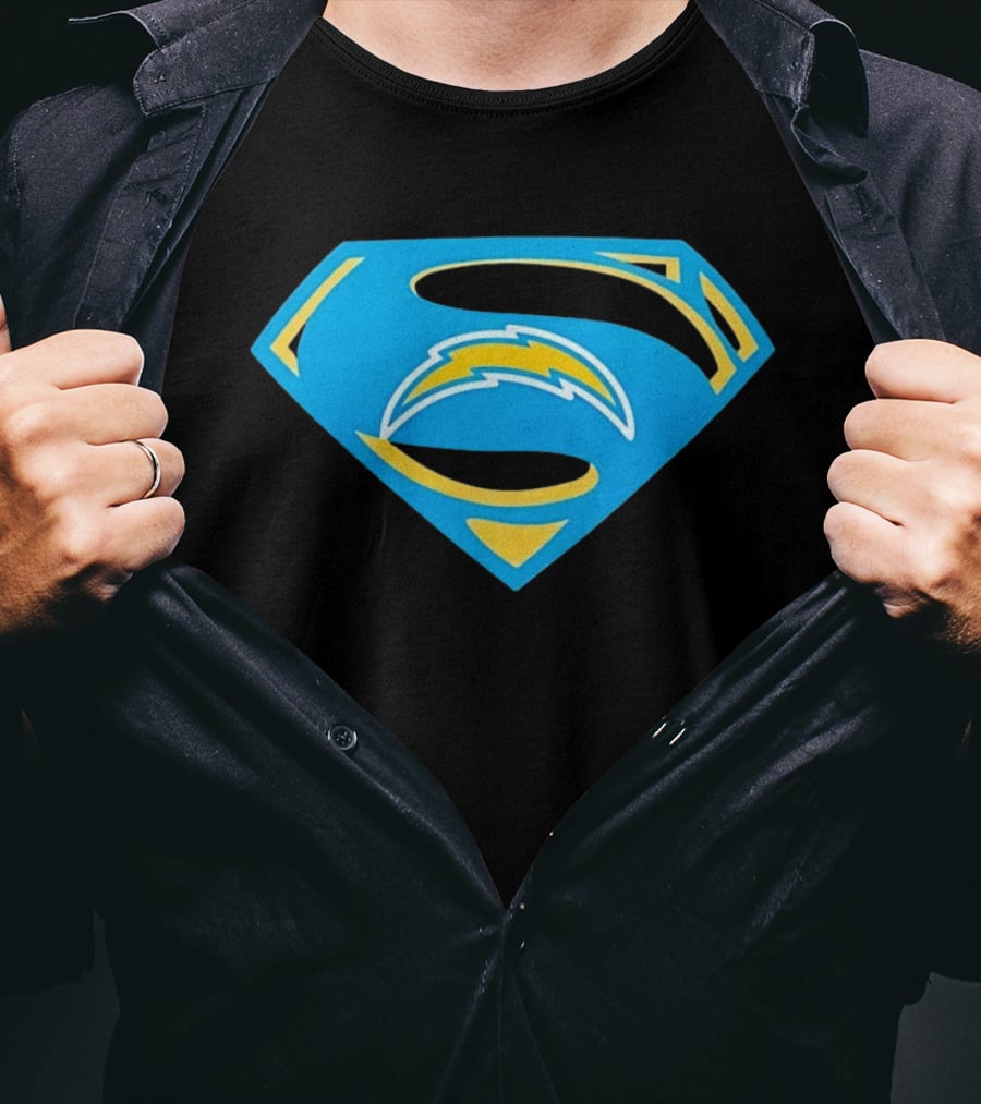 Los Angeles Chargers Superman Logo NFL Football Fan Gear T-Shirt