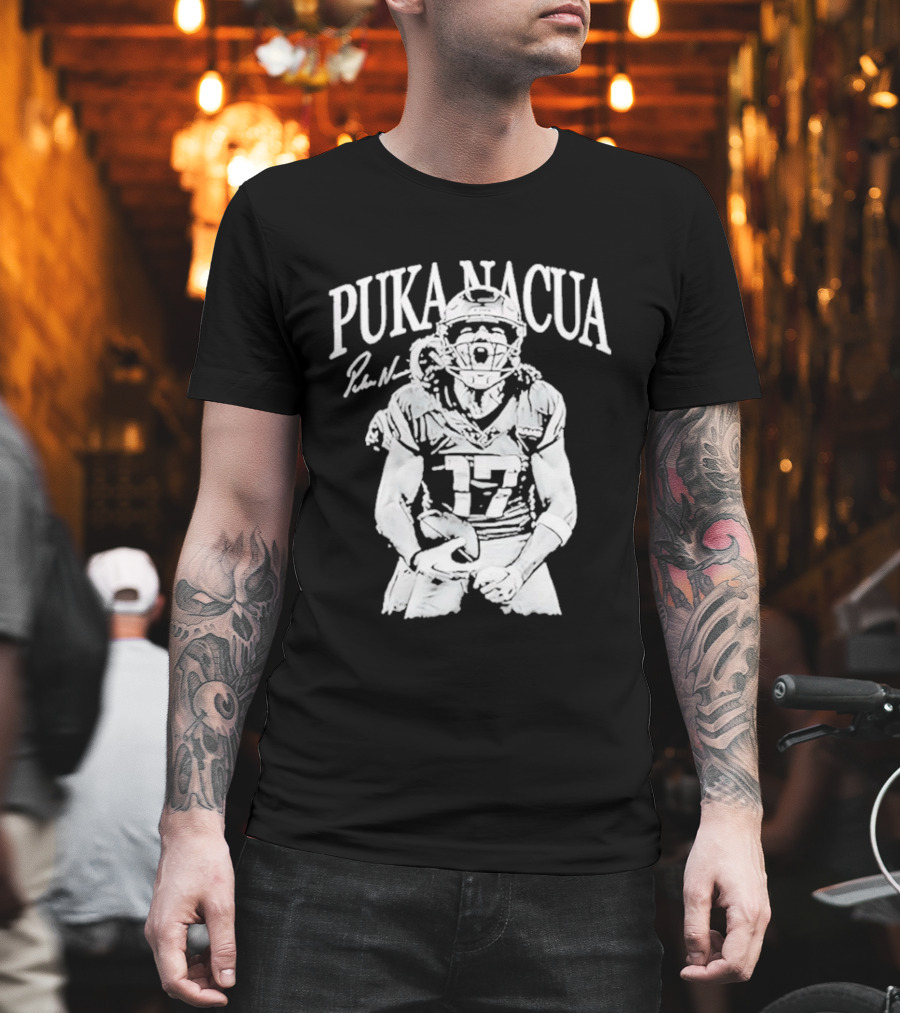 Los Angeles Rams Puka Nacua Number 17 NFL Player Signature T-Shirt