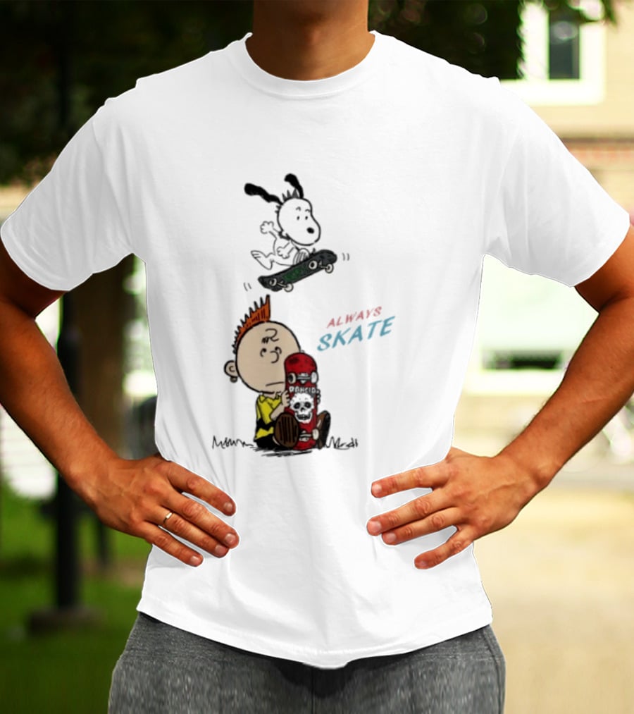 Charlie Brown Snoopy Always Skate NOFX Rancid T-Shirt