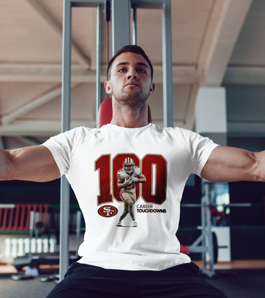 Christian McCaffrey 49ers 100 Career Touchdowns T-Shirt