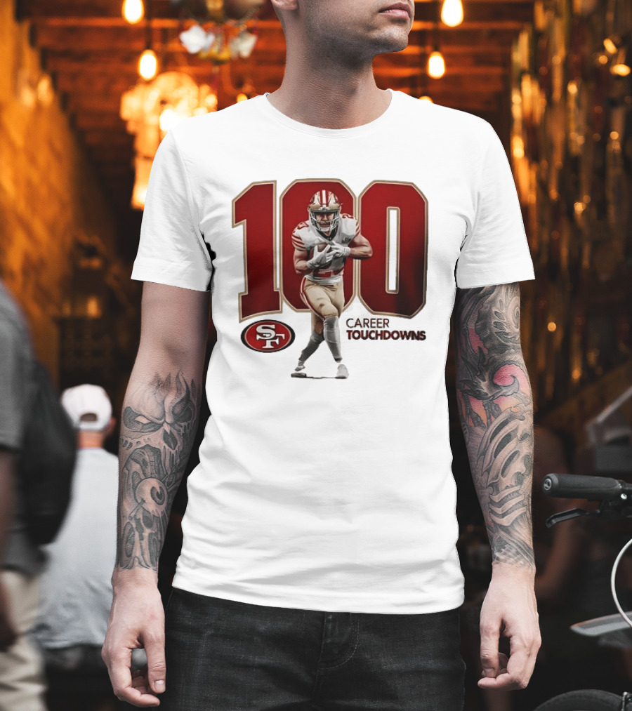 Christian McCaffrey 49ers 100 Career Touchdowns T-Shirt