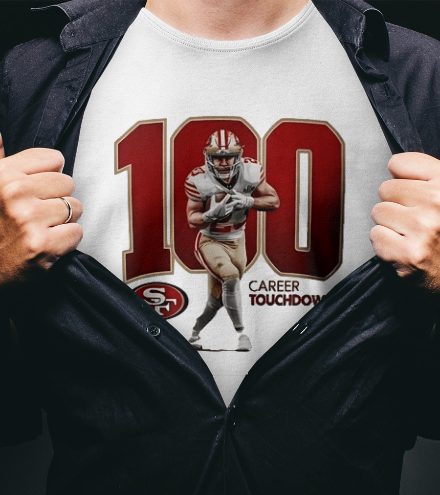 Christian McCaffrey 49ers 100 Career Touchdowns T-Shirt