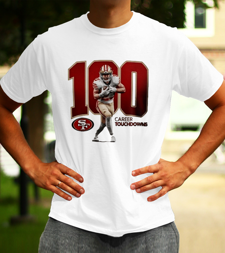 Christian McCaffrey 49ers 100 Career Touchdowns T-Shirt