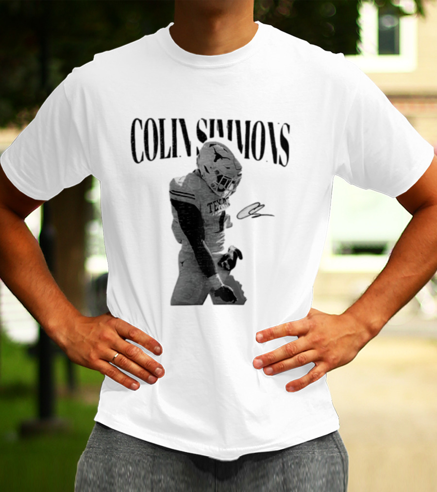 Colin Simmons Texas Longhorns Football Grotesque Sack Celly T-Shirt