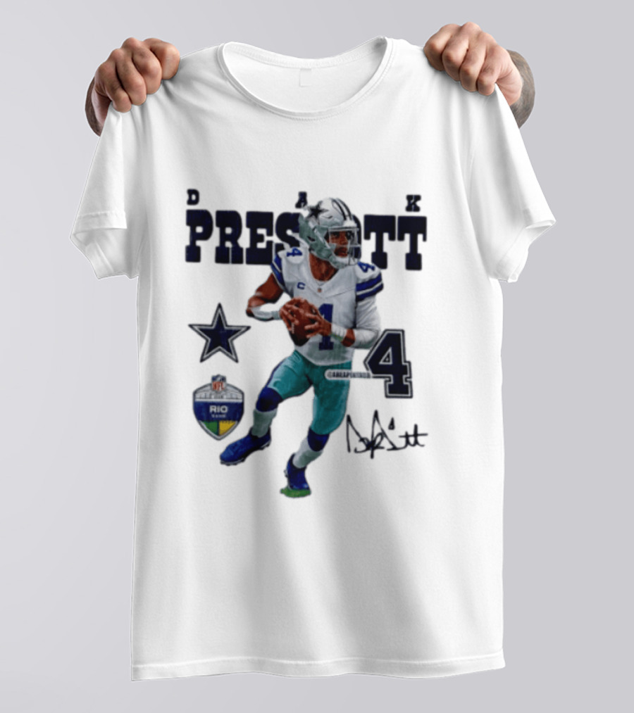 Dak Prescott Dallas Cowboys Quarterback 2026 Football Star Number 4 T-Shirt