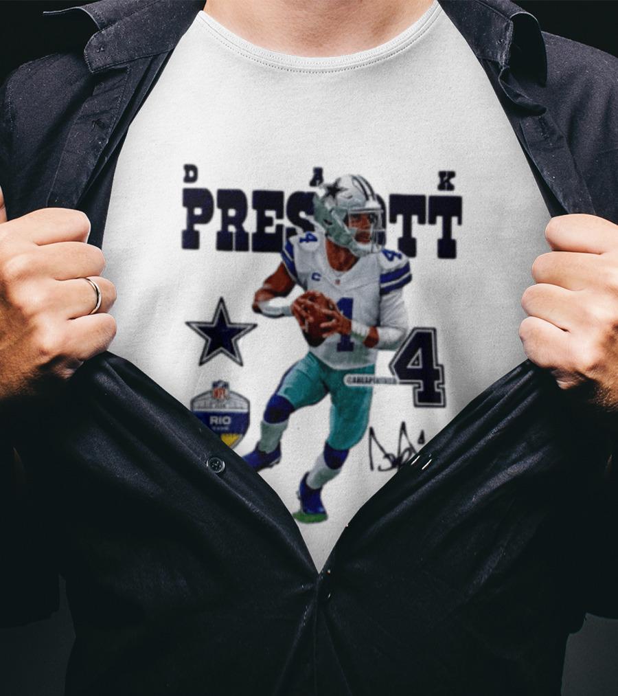Dak Prescott Dallas Cowboys Quarterback 2026 Football Star Number 4 T-Shirt