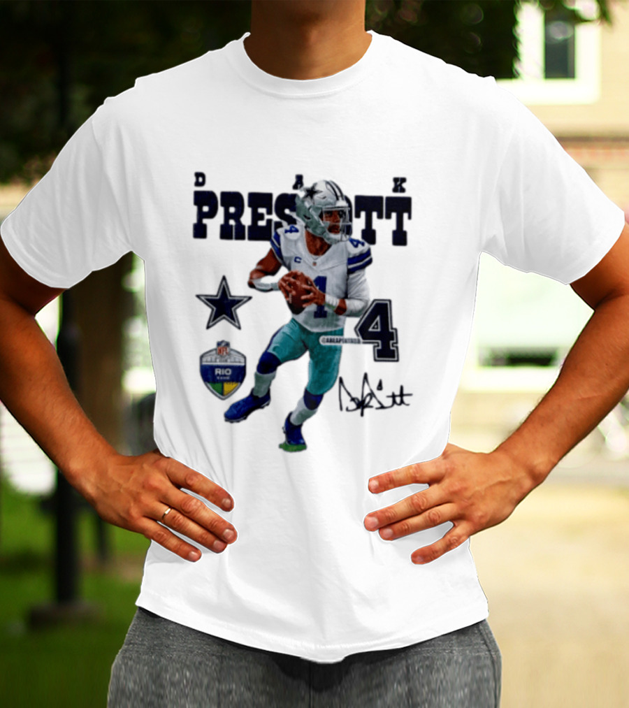 Dak Prescott Dallas Cowboys Quarterback 2026 Football Star Number 4 T-Shirt