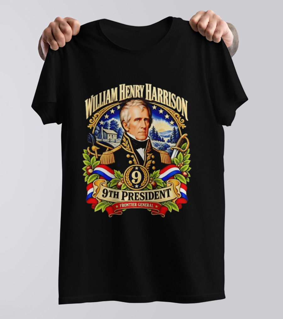 William Henry Harrison 9th President Frontier General Historical T-Shirt
