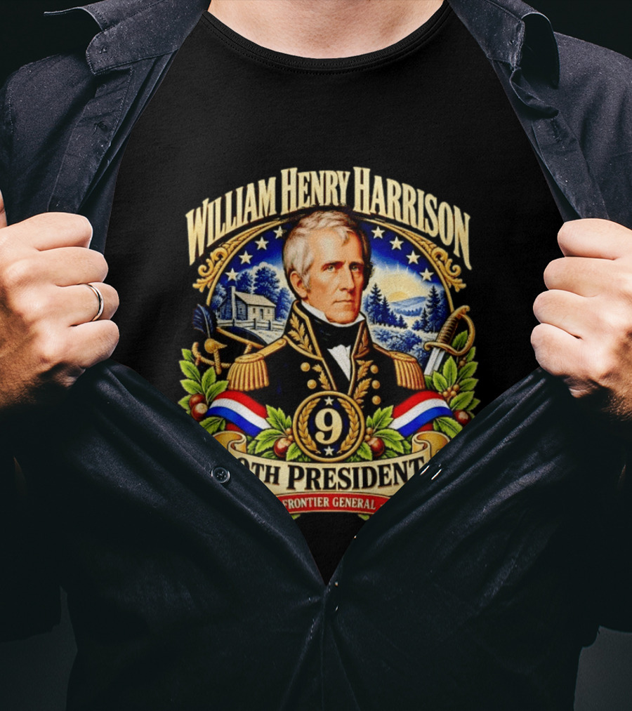 William Henry Harrison 9th President Frontier General Historical T-Shirt