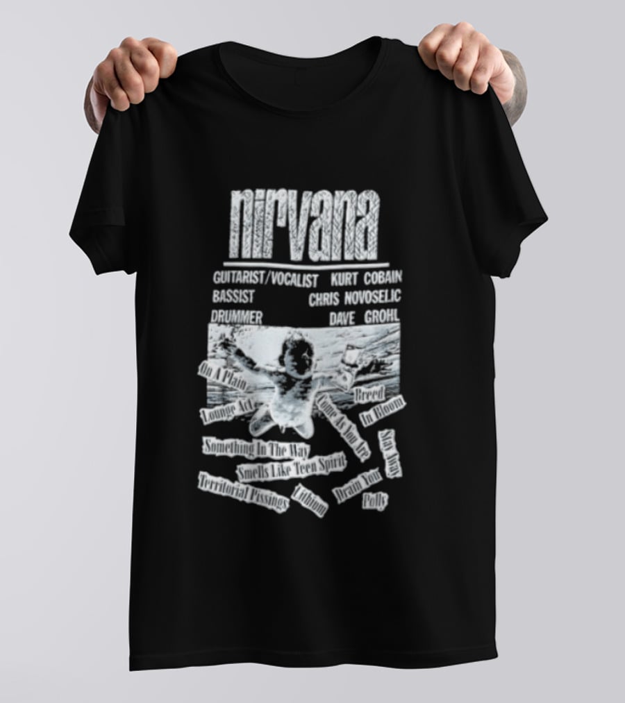 Nirvana Kurt Cobain Krist Novoselic Dave Grohl Spencer Elden Swimming Baby Album T-Shirt