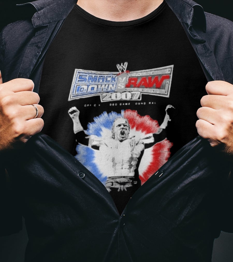 WWE SmackDown Vs Raw 2007 Video Game Soundtrack Fighter Triumph In Blue And Red T-Shirt