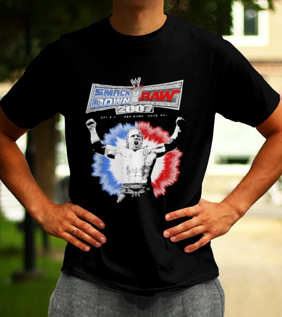 WWE SmackDown Vs Raw 2007 Video Game Soundtrack Fighter Triumph In Blue And Red T-Shirt