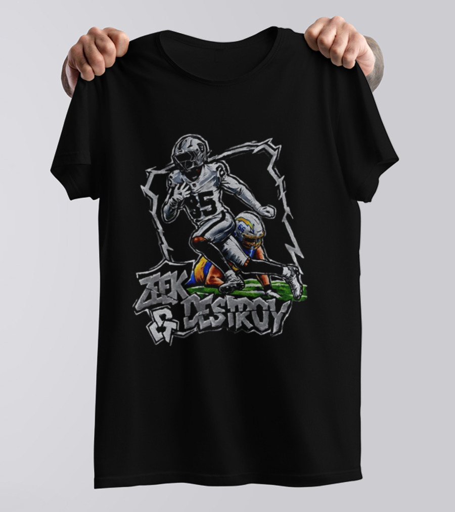 Zeek & Destroy Las Vegas Raiders Vs Los Angeles Rams Football Clash T-Shirt