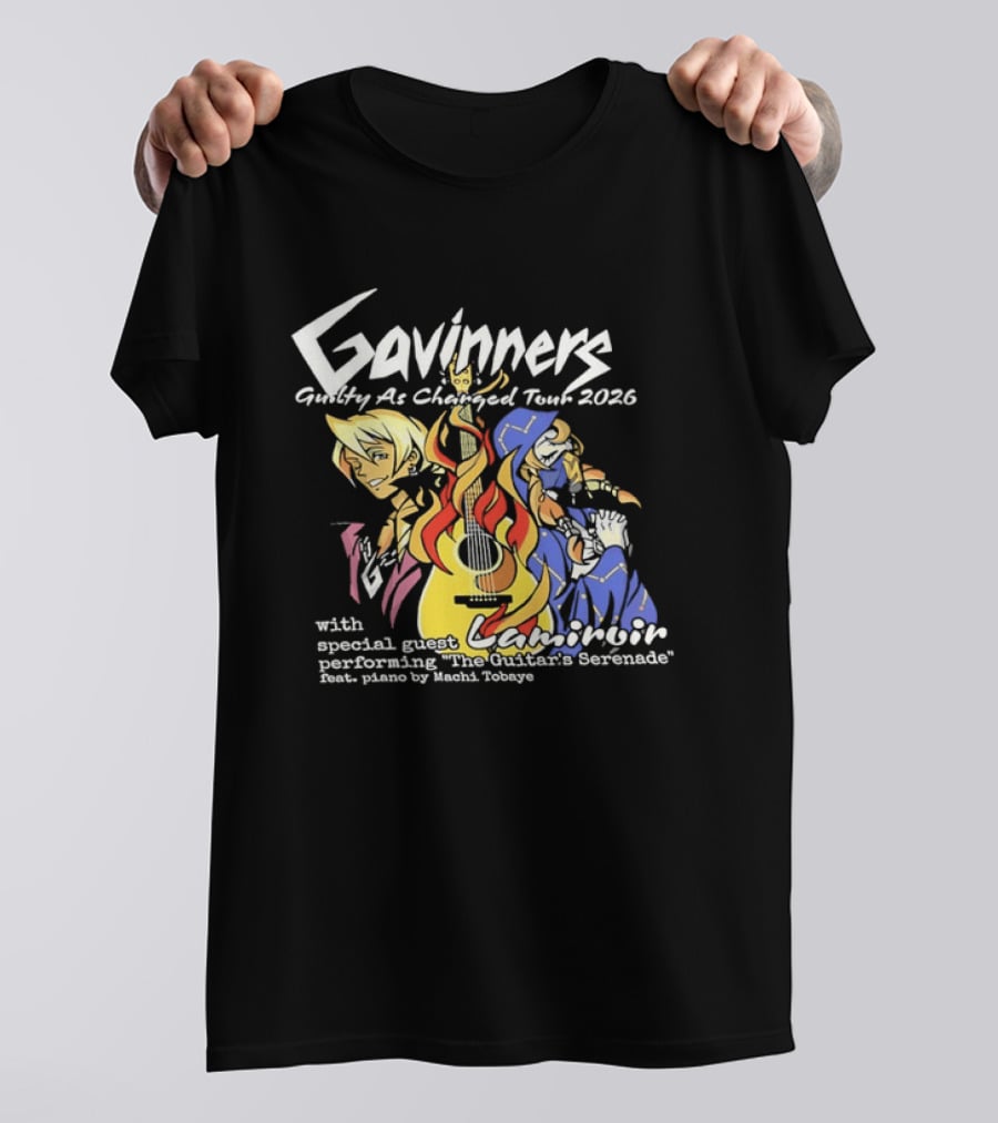Gavinners Guilty As Charged Tour 2026 Special Guest Lamiroir Performing The Guitar's Serenade Machi Tobaye T-Shirt