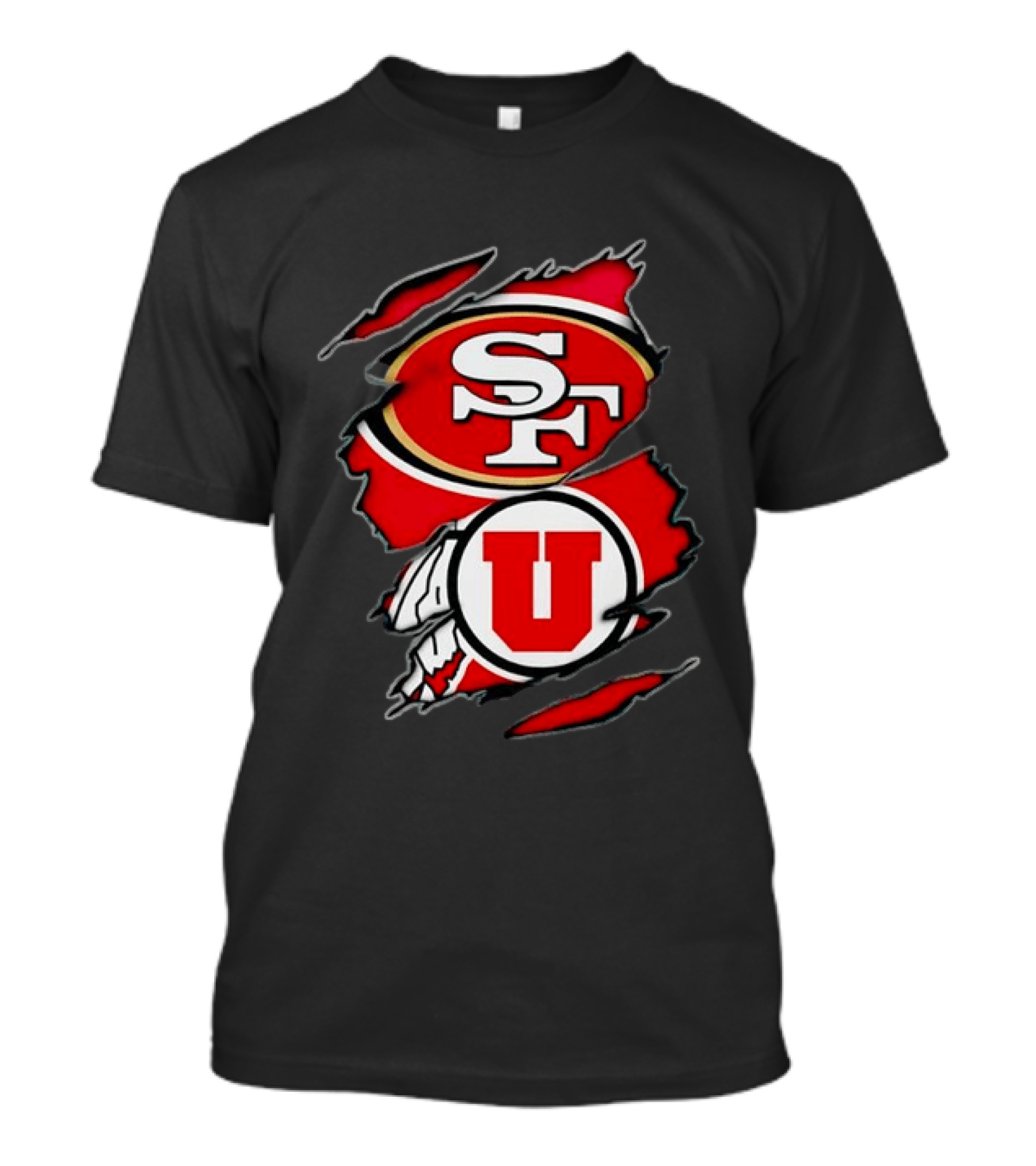 San Francisco 49ers Utah Utes SF U Ripped Combination T-Shirt