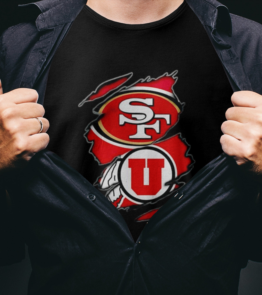 San Francisco 49ers Utah Utes SF U Ripped Combination T-Shirt