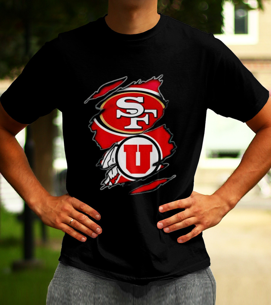 San Francisco 49ers Utah Utes SF U Ripped Combination T-Shirt
