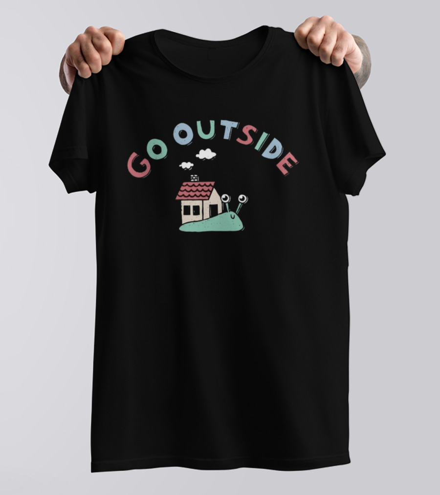 Go Outside Snail With House And Clouds Nature Cartoon T-Shirt
