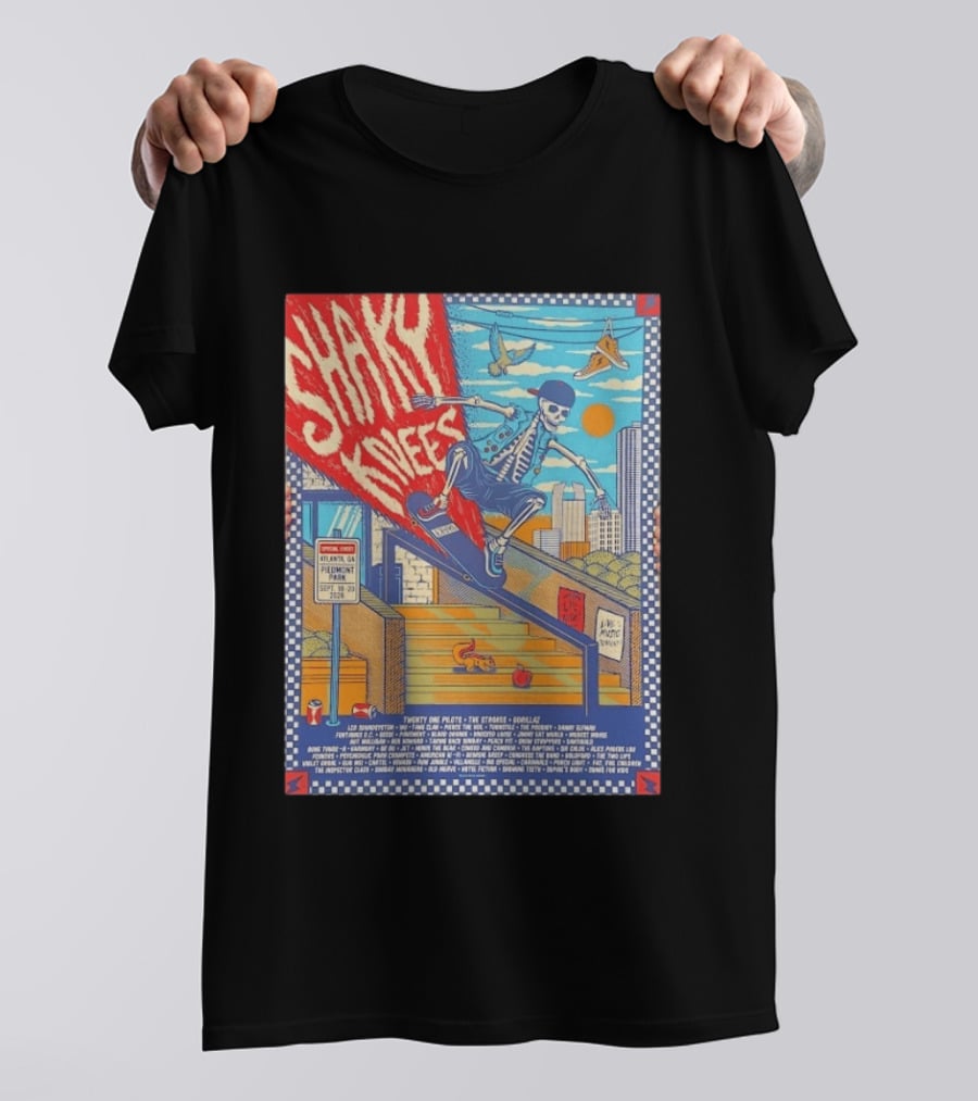 Shaky Knees Music Festival 2026 Atlanta Piedmont Park Lineup Featuring Twenty One Pilots The Strokes Gorillaz T-Shirt