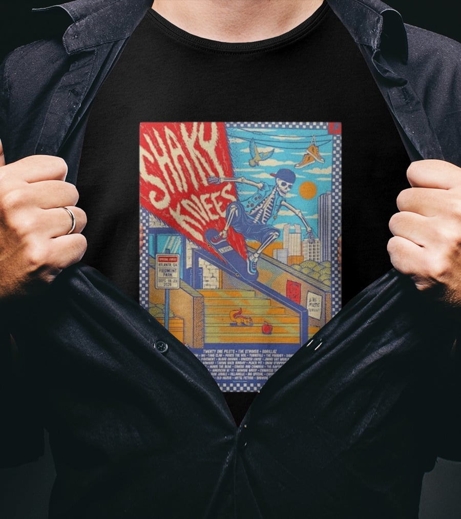 Shaky Knees Music Festival 2026 Atlanta Piedmont Park Lineup Featuring Twenty One Pilots The Strokes Gorillaz T-Shirt