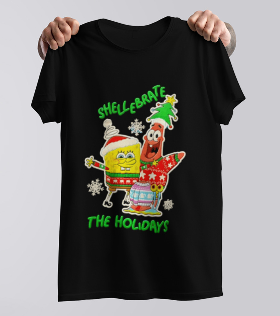 Shellebrate The Holidays With SpongeBob SquarePants And Patrick Star Festive Sweaters T-Shirt