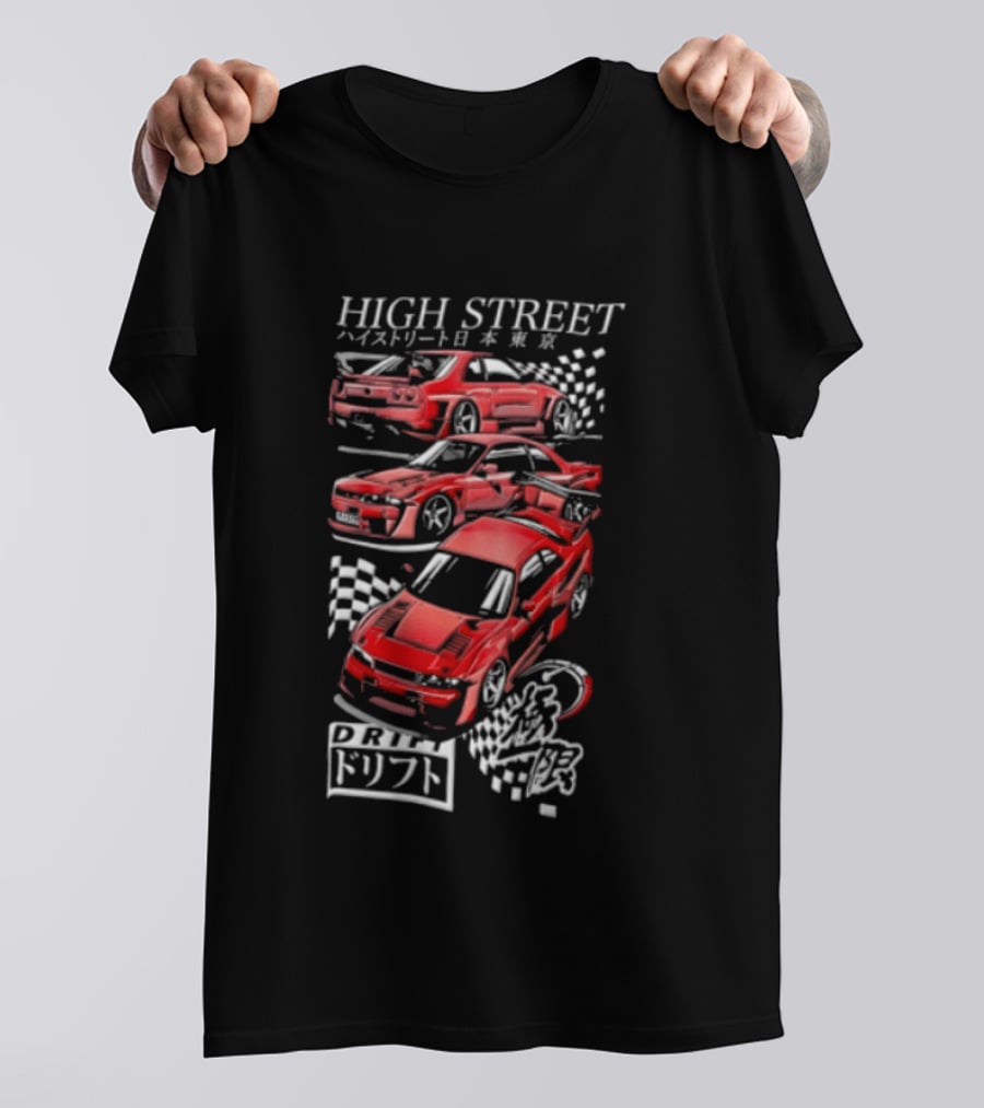 High Street Tokyo Drift Japanese Red Drift Cars T-Shirt