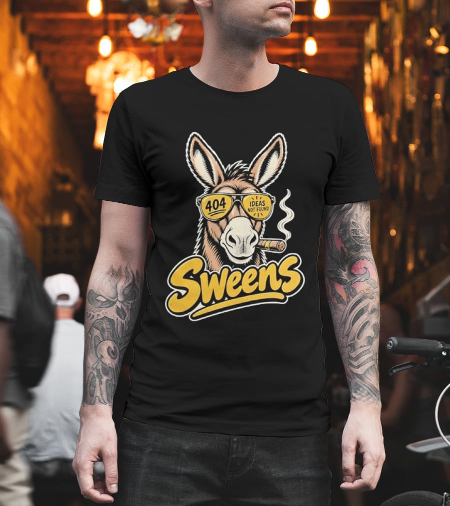SweenS 404 Ideas Not Found Donkey Cigar Smoking Sunglasses T-Shirt