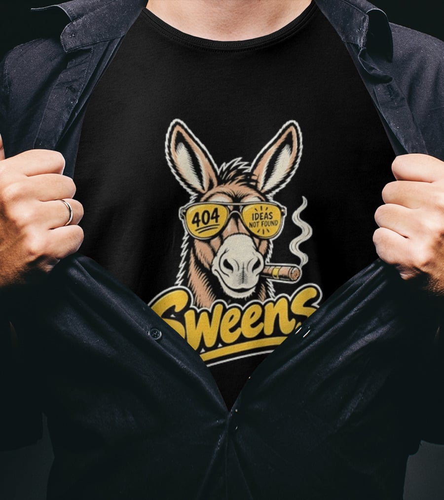 SweenS 404 Ideas Not Found Donkey Cigar Smoking Sunglasses T-Shirt