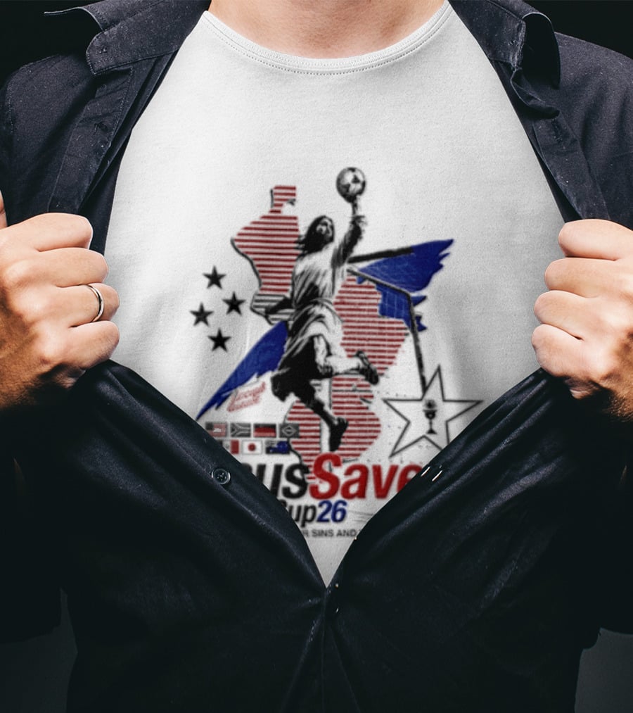 Jesus Saves Heaven Cup 26 Basketball Stars And Stripes T-Shirt