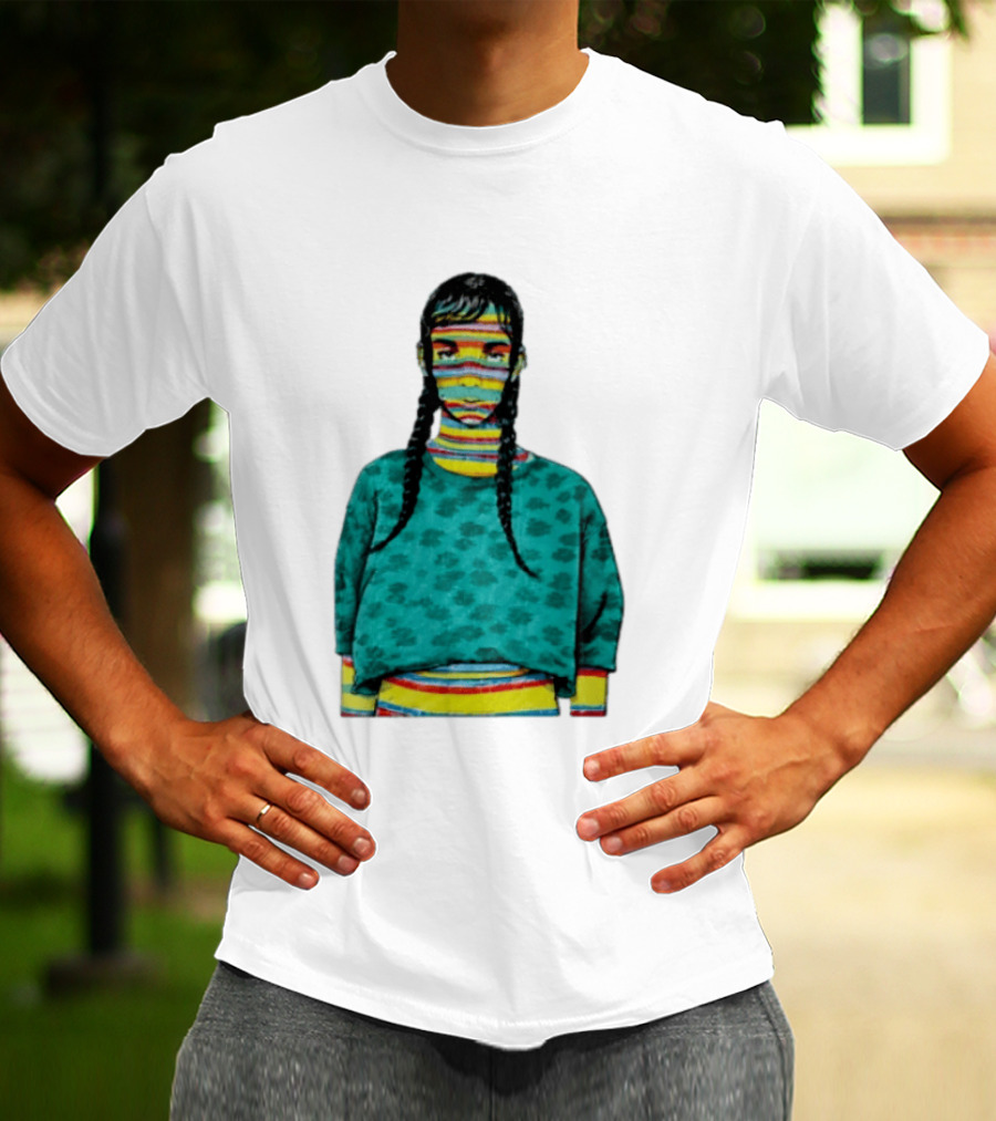 Sicko Last Spring Japan Kai Cenat Striped Face And Braids T-Shirt