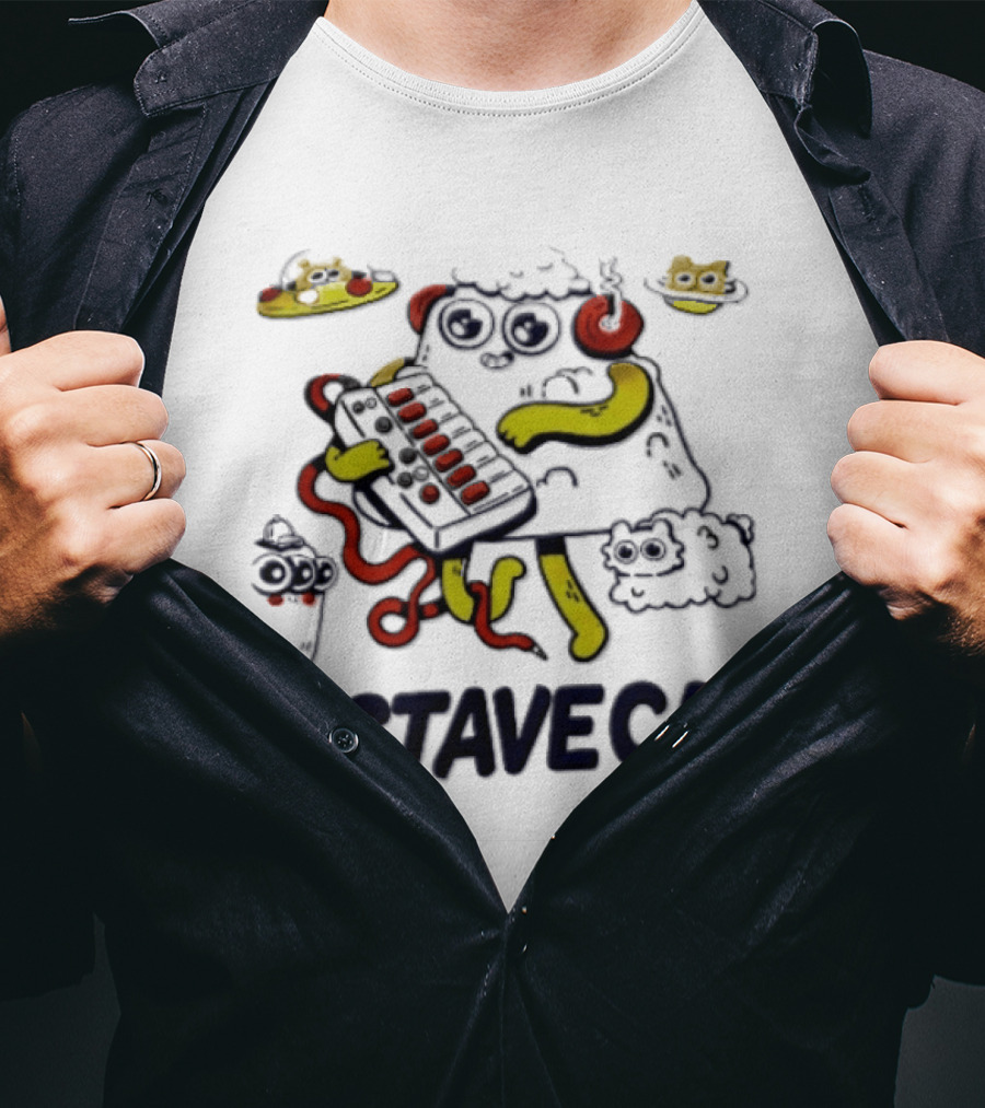 Octave Cat Synthesizer Headphones Pizza Slice T-Shirt