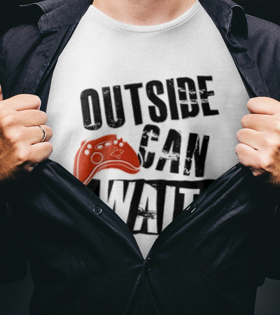 Outside Can Wait Video Game Controller T-Shirt