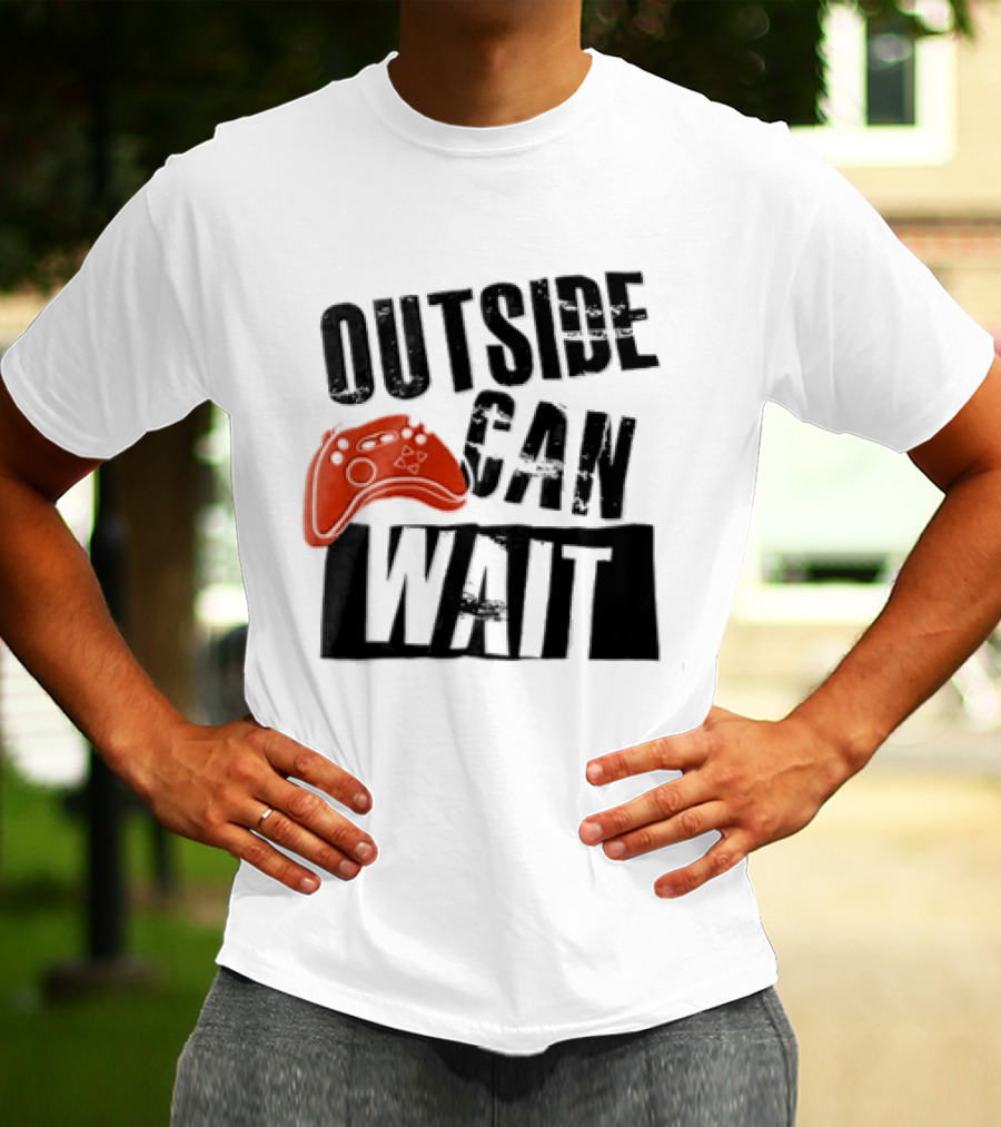 Outside Can Wait Video Game Controller T-Shirt