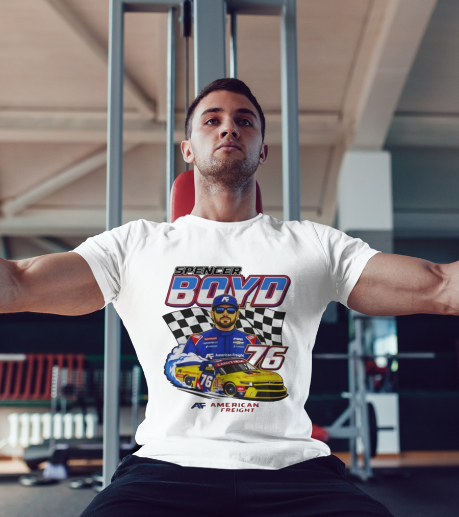 Spencer Boyd 76 American Freight Racing Car Checkered Flag T-Shirt