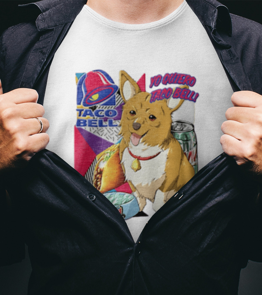 Taco Bell Yo Quiero Taco Bell Brown Corgi Dog Mountain Dew T-Shirt