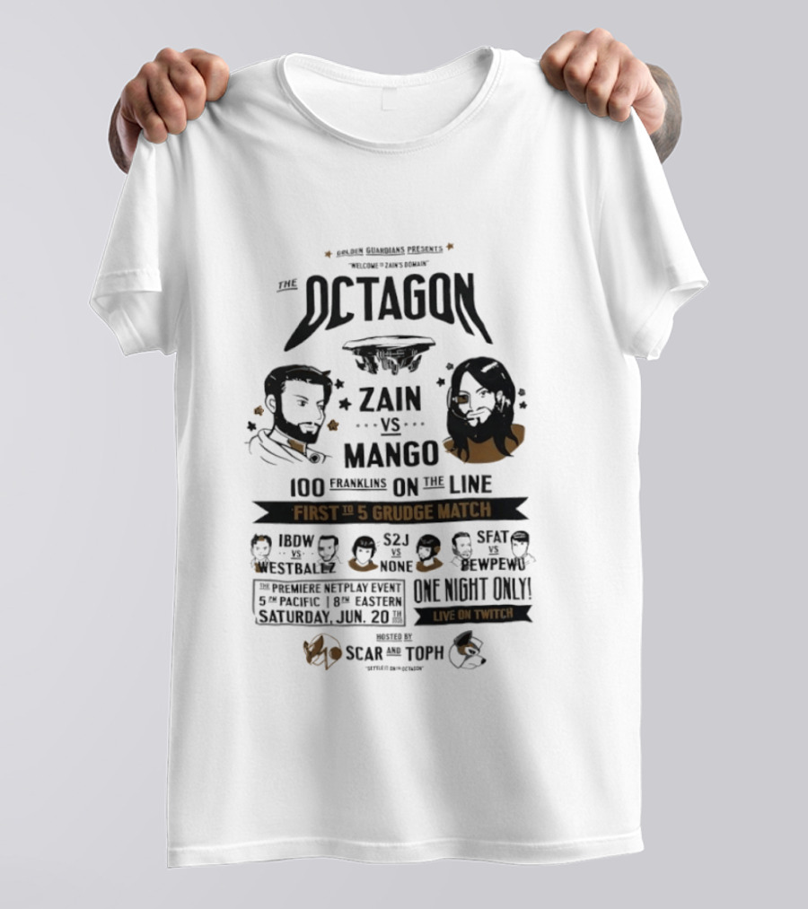 Golden Guardians The Octagon Zain Vs Mango 100 Grudge Match Netplay Event Live On Twitch T-Shirt