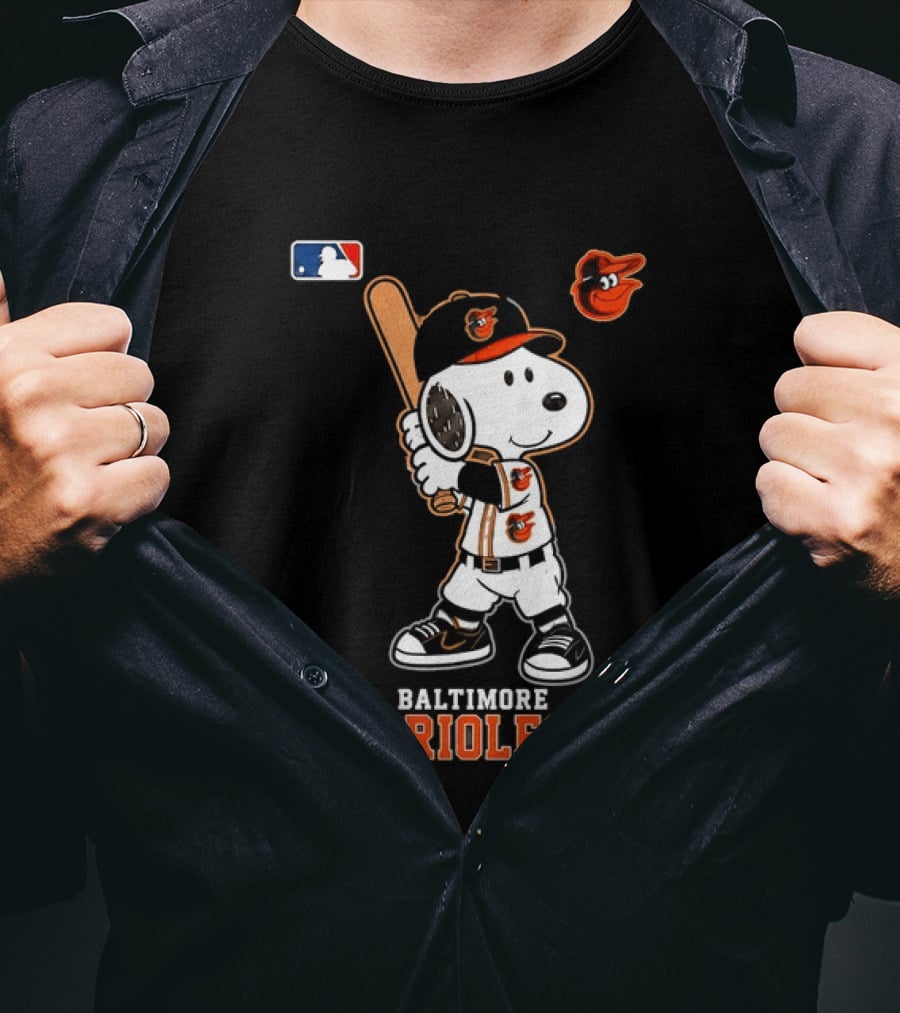Snoopy Baltimore Orioles MLB Baseball Jersey With Bat And Cap T-Shirt