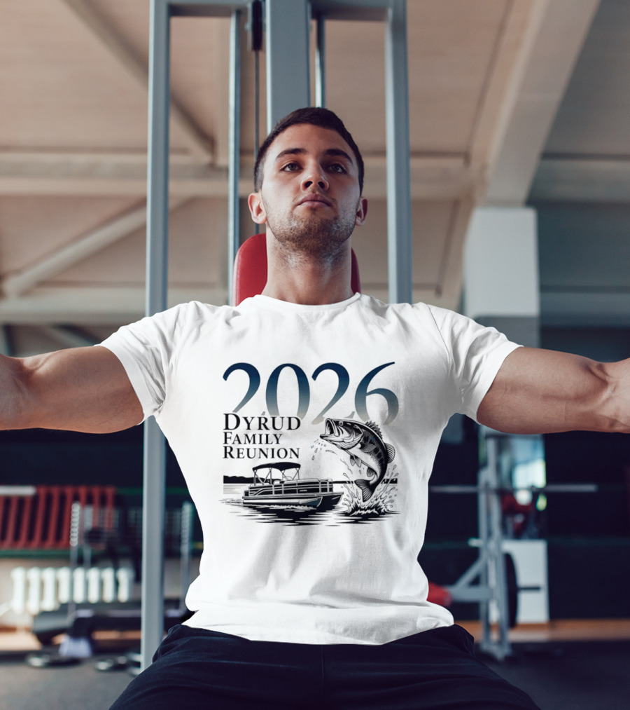 2026 Dyrud Family Reunion Fishing Trip Boat And Jumping Fish T-Shirt