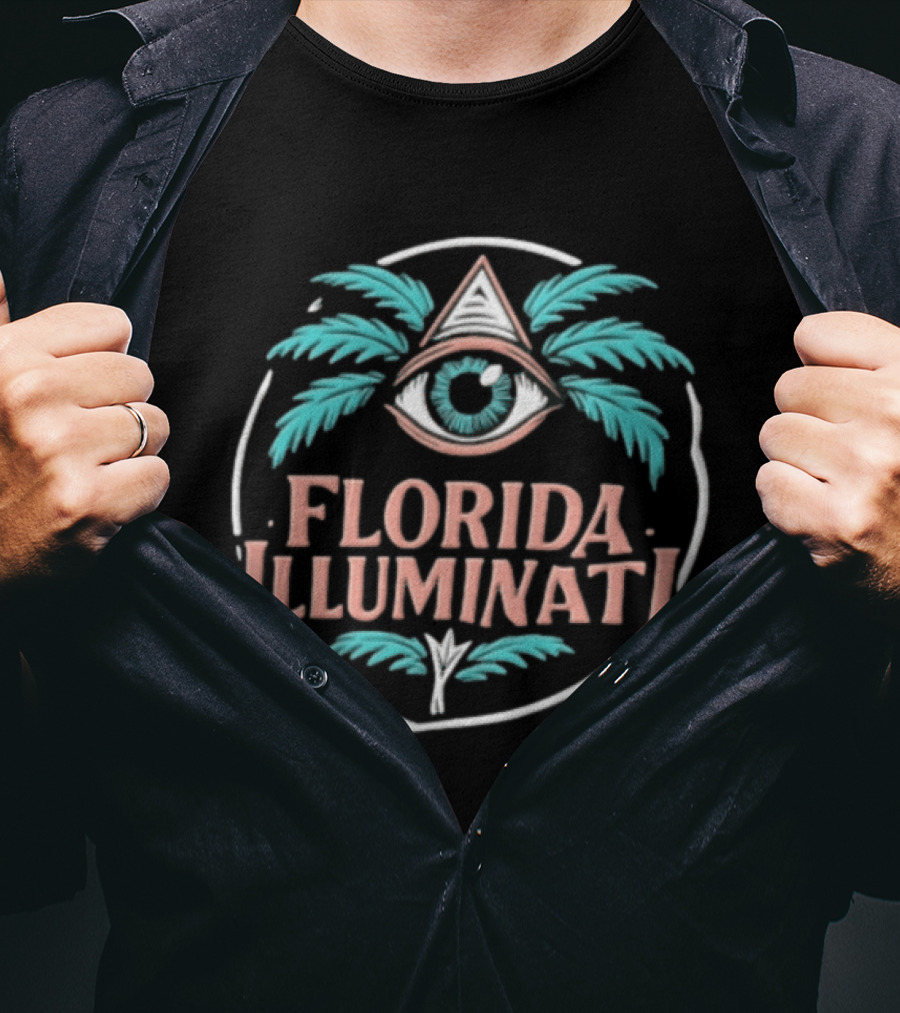 Florida Illuminati Palm Tree Eye Pyramid T-Shirt
