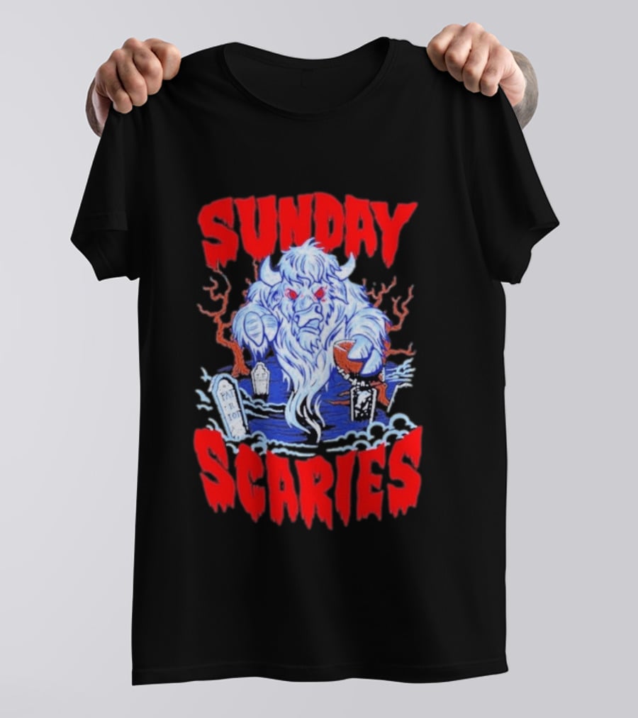 Sunday Scaries Buffalo Football Game Day Frights Lancaster Jeff Schmid T-Shirt