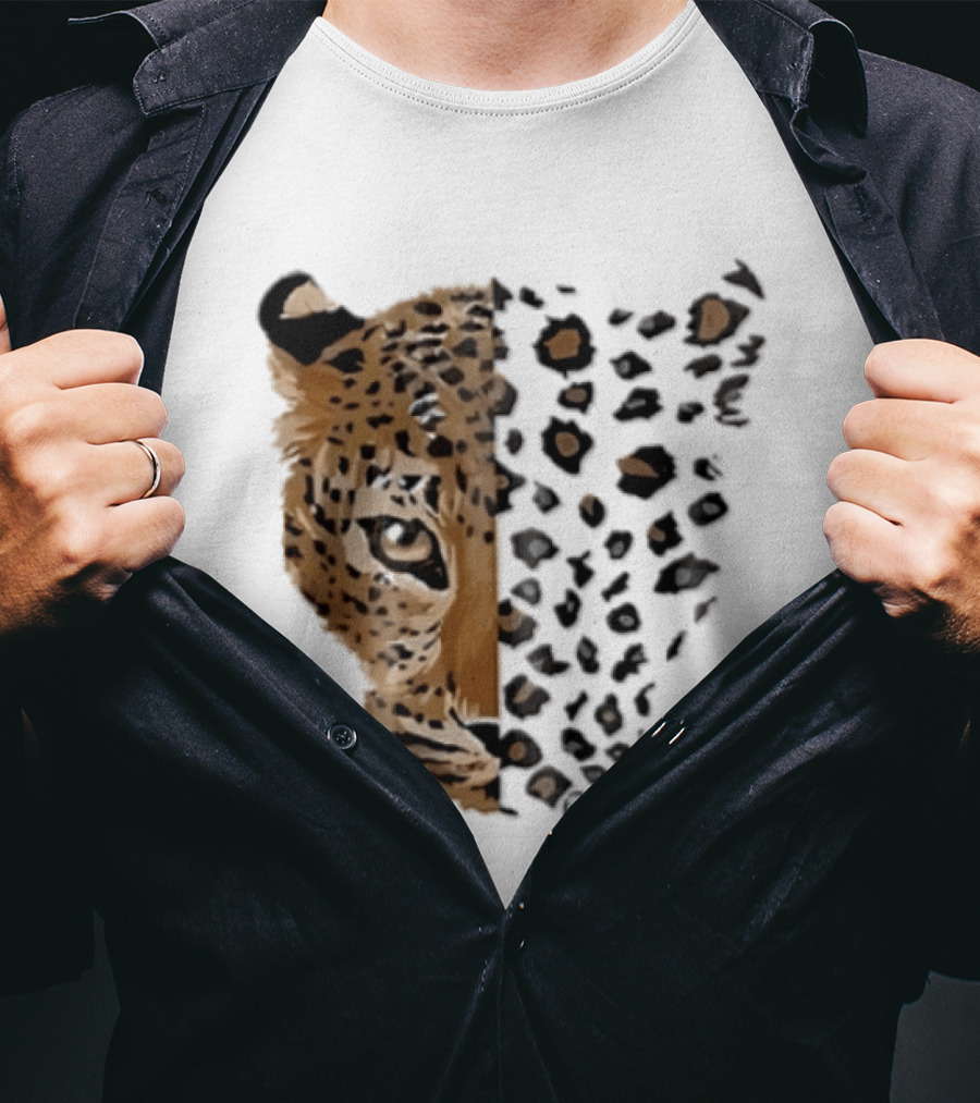 Once Leopard Face Half Animal Half Spots T-Shirt