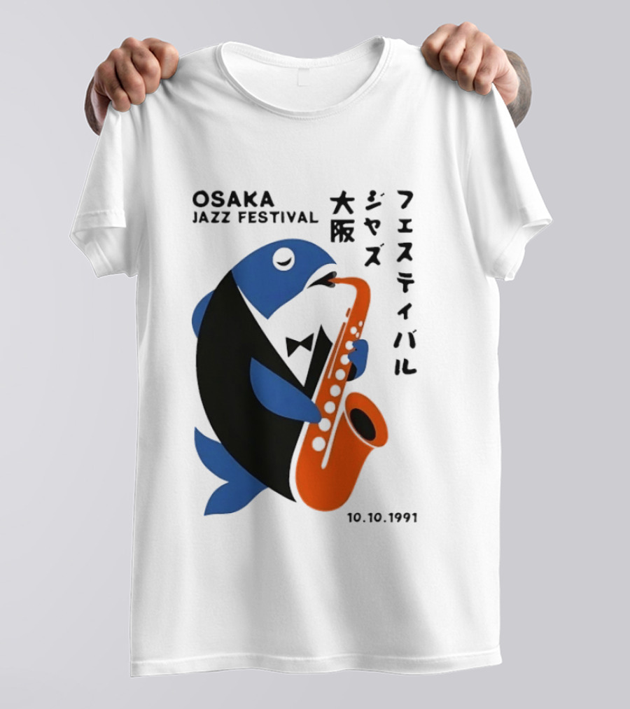 Osaka Jazz Festival 10.10.1991 Saxophone Playing Fish T-Shirt