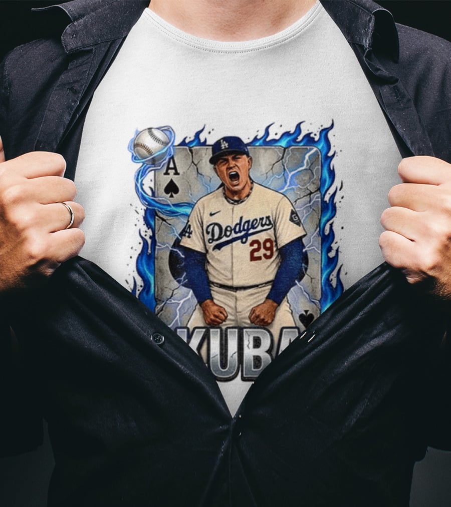 Skubal 29 Dodgers Ace Pitcher Playing Card Flames And Spade T-Shirt